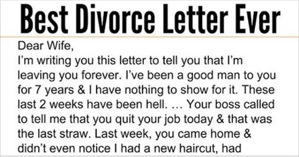 Best Divorce Letter Ever