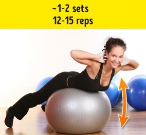 Upper back lifts on stability ball